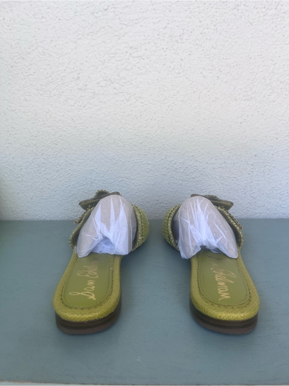 Sam Edelman Green Woven Slide Sandals with Decorative Buckle, Shoe Box included - Picture 5 of 8